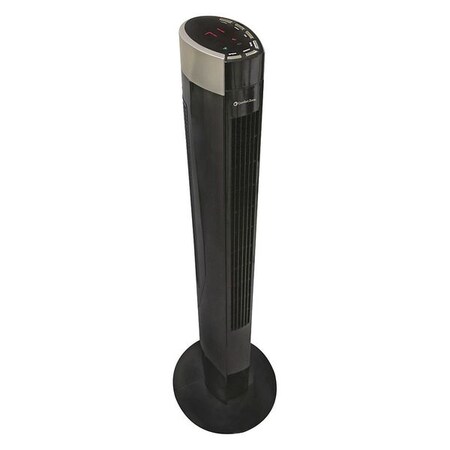 Comfort Zone 42" Blade Dia Tower Fan, Oscillating, Black, Remote Control 125283