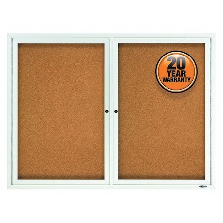 Quartet Enclosed Cork Bulletin Board 4ft x 3ft, Aluminum 2364