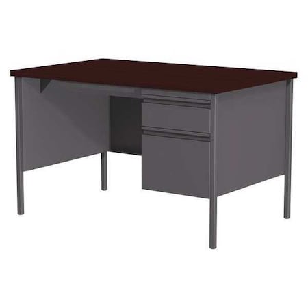 Hirsh Pedestal Desk 30" D X 29-1/2" H, 48" W X Laminate, Charcoal/Mahogany 20093
