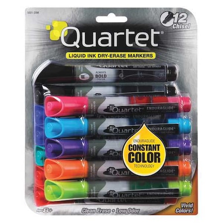 Quartet Dry-Erase Markers, Chisel, Asst, PK6 5001-20MA