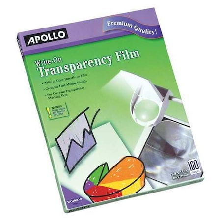 Apollo Write-On Transparency Film, PK100 VWO100C-BE-A