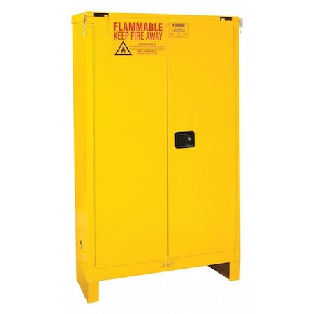 Durham Mfg Flammable Safety Storage Cabinet, 45 gal, 2 Shelves, Steel, 43 in W x 72 1/2 in H x 18 in D, Yellow 1045SL-50