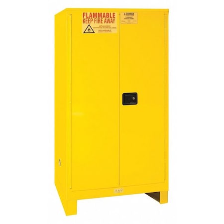 DURHAM MFG Safety Cabinet, Manual Close, 60 gal., Yellow, Legs 1060ML-50