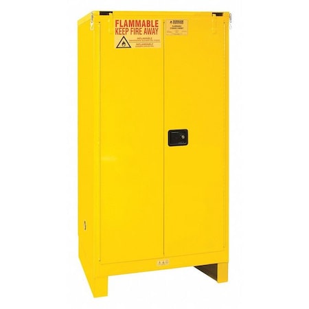 Durham Mfg Flammable Safety Storage Cabinet, 60 gal, 2 Shelves, Steel, 34 in W x 72 1/2 in H x 34 in D, Yellow 1060SL-50