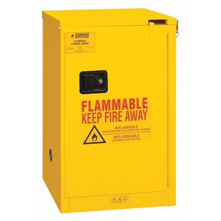 Durham Mfg Flammable Safety Storage Cabinet, 16 gal, 1 Shelves, Steel, 23 in W x 45 1/2 in H x 18 in D, Yellow 1016S-50