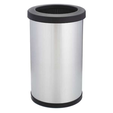 Shop-Can 8 gal. Round Stainless Steel Waste Container, 8 gal., Silver ...