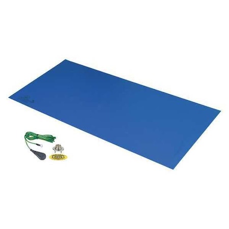 Desco Blue Vinyl Trustat Mat, .080"x24"x36" 16310