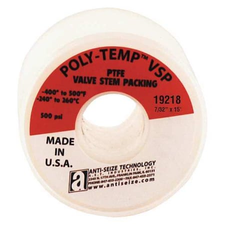 Anti-Seize Technology PTFE Valve Stem Packing, 7/32" X 15ft. 19218