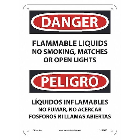 Nmc Danger Flammable Liquids No Smoking Sign - Bilingual, ESD661RB ESD661RB