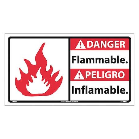 Nmc Danger Flammable Sign - Bilingual, DBA7P DBA7P