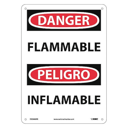 Nmc Danger Flammable Sign - Bilingual, ESD660RB ESD660RB