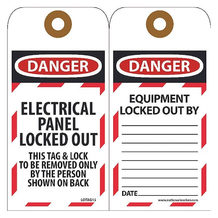 Nmc Danger Electrical Panel Locked Out Tag, Pk10 LOTAG15