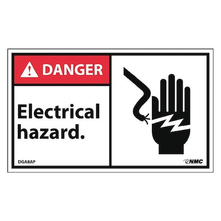 NMC Danger Electrical Hazard Label, Pk5, DGA8AP DGA8AP