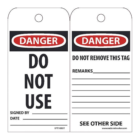 Nmc Danger Do Not Use Tag, Pk25 RPT105ST