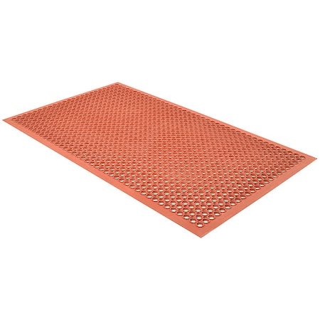Notrax Antifatigue Mat, Nitrile Rubber, Drainage Holes, 3 ft W x 5 ft L, Red 562S0035RD
