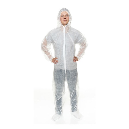 International Enviroguard Coverall w Hood and Boot, XL, White, PK25, White, Size XL 2019-XL
