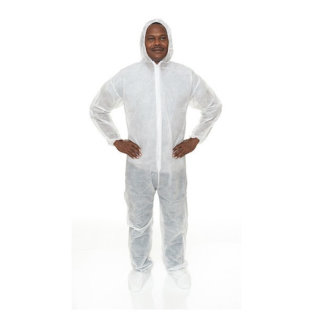 International Enviroguard Heavy Coverall, Hood, Boot, 2XL, White, PK25, White, Size 2XL 2029-2XL