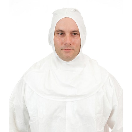 International Enviroguard Microporous Full Face Hood, White, PK100, Microporous Film Laminate, Serged Seam, White, , 100 PK 8002