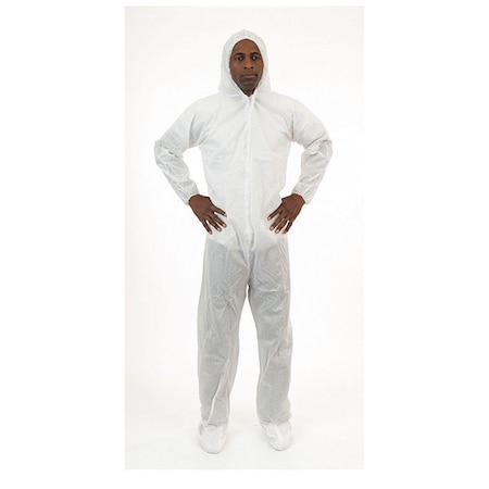International Enviroguard Disposable Coverallss, Hooded Coverall, XL, SMS, Elastic Wrist, Attached Boots Ankle, Serged Seam 2229-XL