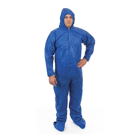 International Enviroguard Disposable Coverallss, Hooded Coverall, M, SMS, Elastic Wrist, Attached Boots Ankle, Serged Seam 2229B-M