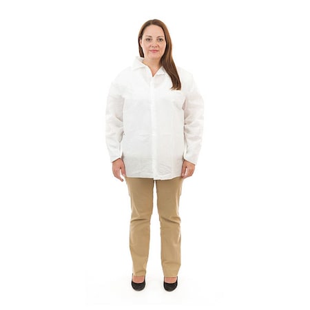 International Enviroguard Disposable Shirt, SMS, Snap Closure, Open Cuff, White, XL, 30 PK 2201-XL