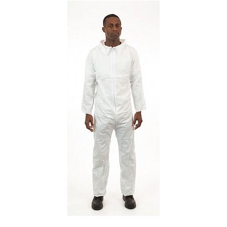 International Enviroguard Disposable Coverallss, Coverall, M, SMS, Elastic Wrist, Open Ankle, Serged Seam, White, 25 PK 2222-M