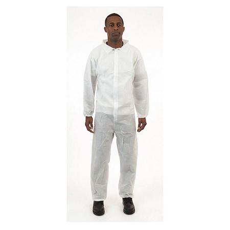 International Enviroguard Disposable Coverallss, Collared Coverall, XL, SMS, Elastic Wrist, Elastic Ankle, Serged Seam, White 2223-XL