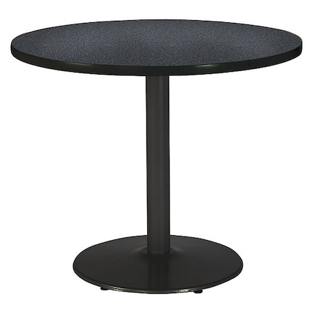 Kfi Round Ped Table, Graph Nebula/Black, 42"Dx29"H, 29" (Cafe Height) H, HPL Top, Graphite Nebula T42RD-B1922-BK-GRN