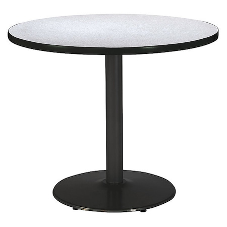 Kfi Round Ped Table, Grey Nebula/Black, 42"Dx29"H, 29" (Cafe Height) H, HPL Top, Gray Nebula T42RD-B1922-BK-GYN