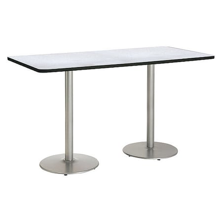 Kfi Rectangle KFI Mode 42" x 96" Conference Table, Grey Nebula Finish, Round Silver Base, Bistro Height T4296-B1922-SL-GYN-38