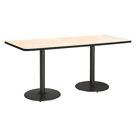 Kfi Rectangle Ped Table, Natural/Black, 42"x96"x29", 96" W, 42" L, 29" (Cafe Height) H, HPL Top, Natural T4296-B1922-BK-NA