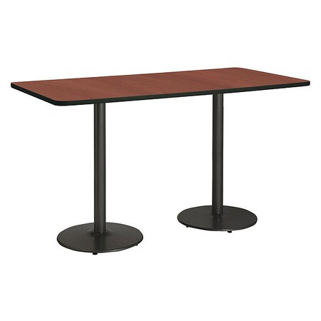 Kfi Rectangle KFI Mode 42" x 96" Conference Table, Mahogany Finish, Round Black Base, Bistro Height T4296-B1922-BK-MH-38