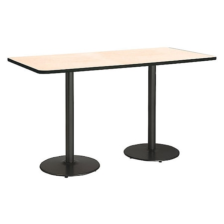 Kfi Rectangle KFI Mode 42" x 96" Conference Table, Natural Finish, Round Black Base, Bistro Height T4296-B1922-BK-NA-38
