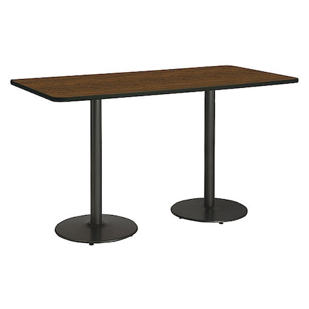 Kfi Rectangle KFI Mode 42" x 96" Conference Table, Walnut Finish, Round Black Base, Bistro Height, 96 W T4296-B1922-BK-WL-38