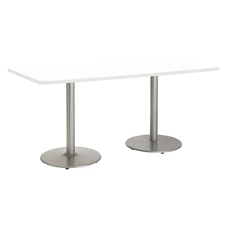 Kfi Rectangle Ped Table, Designer Wh/Silver, 42"x96"x29", 96" W, 42" L, 29" (Cafe Height) H, HPL Top T4296-B1922-SL-D354