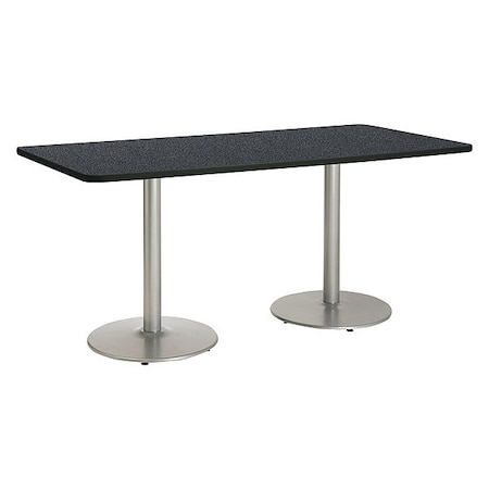 Kfi Rectangle Ped Table, Graph Nebula/Slvr, 42"x96"x29", 96" W, 42" L, 29" (Cafe Height) H, HPL Top T4296-B1922-SL-GRN