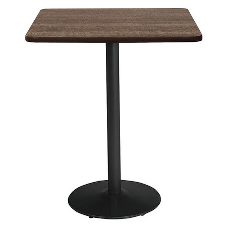 Kfi Square KFI Mode 42" Square Top Breakroom Table, Studio Teak Finish, Round Black Base, Bistro Height T42SQ-B1922-BK-7960K-38