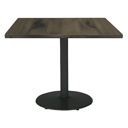 Kfi Square Wood Table, Barnwood/Black, 42"x42"x29", 42" W, 42" L, 29" (Cafe Height) H, Wood Top, Barnwood T42SQ-B1922BK-LFT-BN