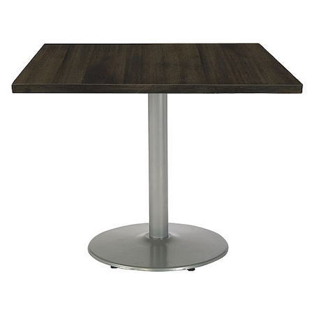 Kfi Square Wood Table, Espresso/Silver, 42"x42"x29", 42" W, 42" L, 29" (Cafe Height) H, Wood Top T42SQ-B1922SL-LFT-ES