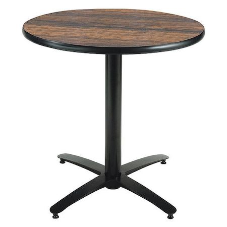Kfi Round Bistro Table, 42" W, 29" (Cafe Height) H, HPL Top, Walnut T42RD-B2125-WL
