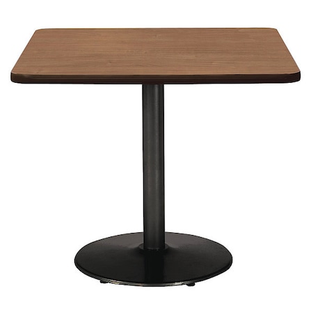 Kfi Square KFI Mode 42" Square Breakroom Table with River Cherry Top, Round Black Base, Counter Height T42SQ-B1922-BK-7937-31