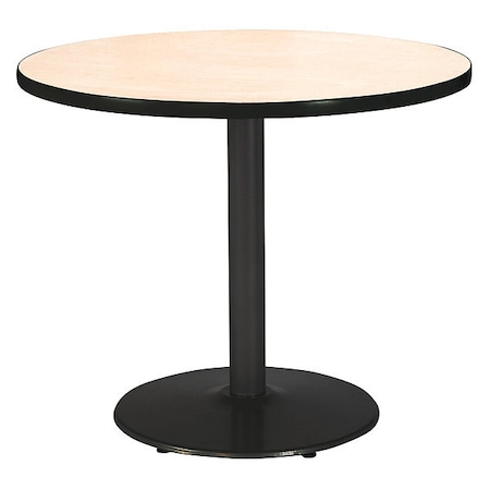 Kfi Round KFI 42" Round Breakroom Table with Natural Top, Round Black Base, 42 W, 42 L, 29 H, Laminate T42RD-B1922-BK-NA