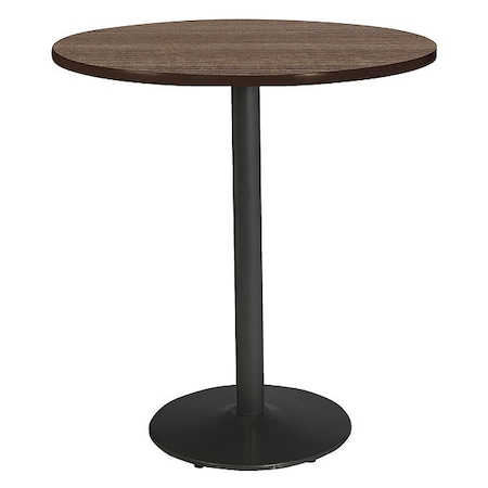 Kfi Round KFI Mode 42" Round Top Breakroom Table, Studio Teak Finish, Round Black Base, Bistro Height T42RD-B1922-BK-7960K-38