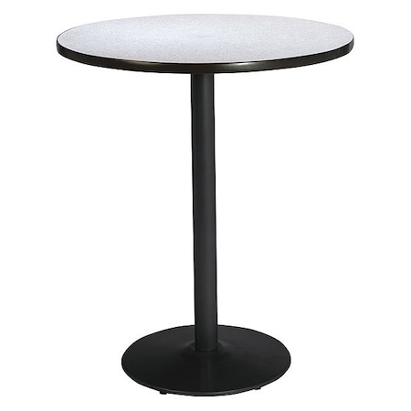 Kfi Round KFI 42" Round Breakroom Table with Grey Nebula Top, Round Black Base. Bistro Height, 42 W T42RD-B1922-BK-GYN-38
