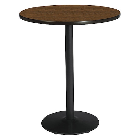 Kfi Round KFI 42" Round Breakroom Table with Walnut Top, Round Black Base, Bistro Height, 42 W, 42 L T42RD-B1922-BK-WL-38