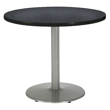 Kfi Round Ped Table, Graph Nebula/Silver, 42"Dx29"H, 29" (Cafe Height) H, HPL Top, Graphite Nebula T42RD-B1922SL-GPN