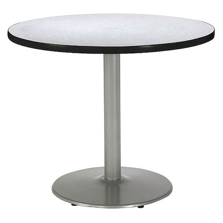 Kfi Round Ped Table, Grey Nebula/Silver, 42"Dx29"H, 29" (Cafe Height) H, HPL Top, Gray Nebula T42RD-B1922SL-GYN