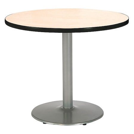 Kfi Round Ped Table, Natural/Silver, 42"Dx29"H, 42" Dia. (Table Top), 22" Dia. (Base), 3" Dia. (Column) W T42RD-B1922SL-NA