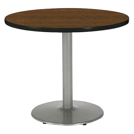 Kfi Round Ped Table, Walnut/Silver, 42"Dx29"H, 42" Dia. (Table Top), 22" Dia. (Base), 3" Dia. (Column) W T42RD-B1922SL-WL