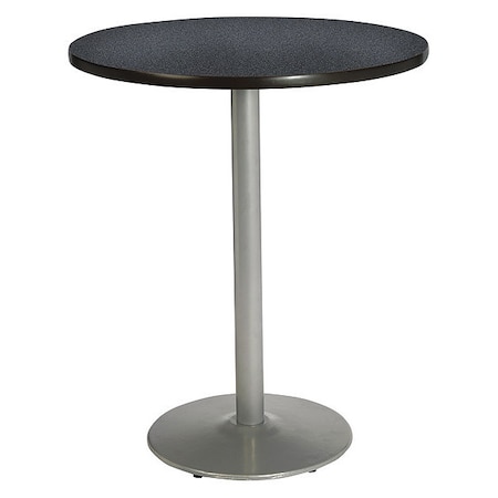 Kfi Round KFI Graphite Nebula 42in Breakroom Table with Round Silver Base, Graphite Nebula, 42 W, 42 L T42RD-B1922SL-38-GPN